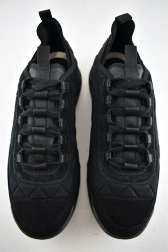 Pre-owned Chanel 21k Mens Black Grey Cc Logo Lace Up Tie Low Top Trainer Sneaker 44 11 In Gray