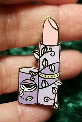 Cute Creep Enamel Lipstick Pin