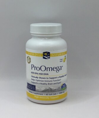 Nordic Naturals ProOmega 650EPA/450DHA 1000mg Lemon Flavor 60 Softgels EXP 1/25