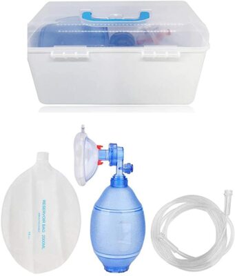 Manual PVC Bag Valve Mas Adult Ambu Bag, First Aid in Plastic Carrying Case