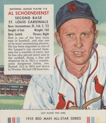 1955 Red Man Tobacco All-Star Team - Red Schoendienst #18