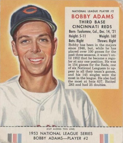 1953 Red Man Tobacco All-Star Team - Bobby Adams #2