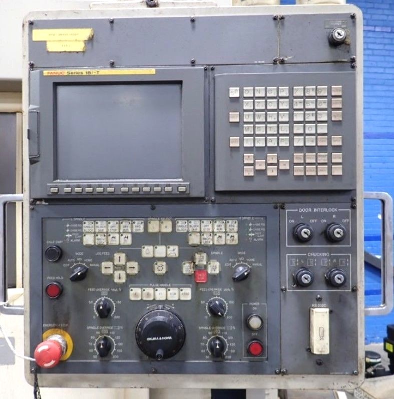 OKUMA & HOWA 2SP-V40 Twin Spindle CNC Vertical Production Lathe w/Fanuc 18T