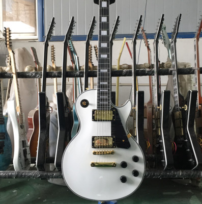 Custom LP Electric Guitar ALPINE WHITE H-H Pickups Gold Hardware Black Fretboard