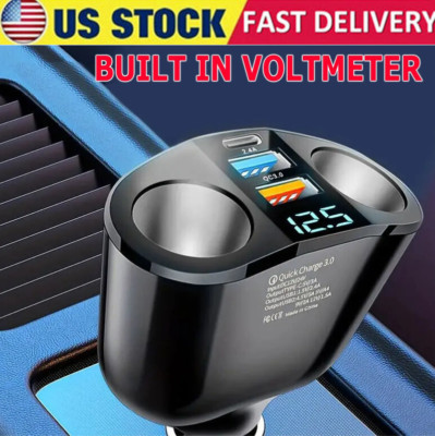 Outlet 12V Dual USB Car Cigarette Lighter Socket Splitter Power Adapter Charger