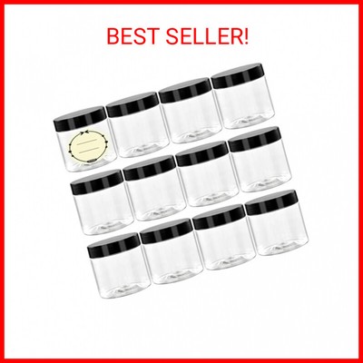 TUZAZO 4 Oz Plastic Container Jars with Lids and Labels BPA Free, Empty Round Cl