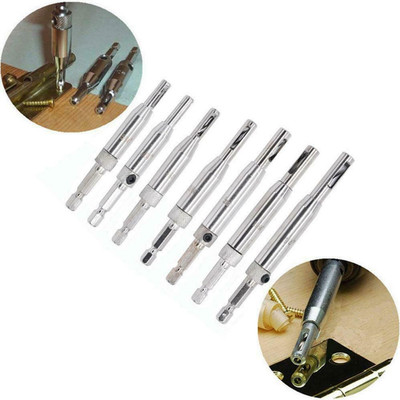 7PCS Self Centering Door Lock Cabinet Hinge Drill Bits Set Pilot Hole Saw Tool