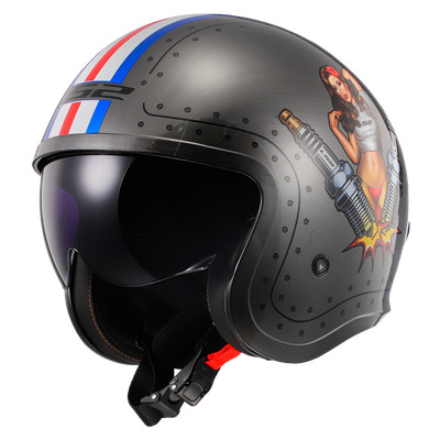 LS2 Helmets Spitfire Spark Open Face Motorcycle Helmet W/ SunShield