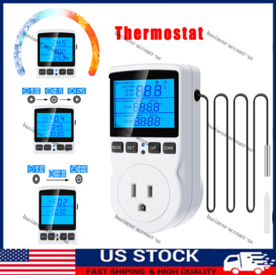 Digital Thermostat Outlet Plug Temperature Controller with Probe Heating Cooling