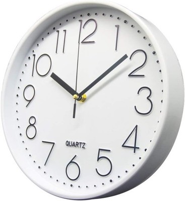 Delgeo Modern Silent Wall Clock 25-30cm, Minimalist White Clock for Living Room