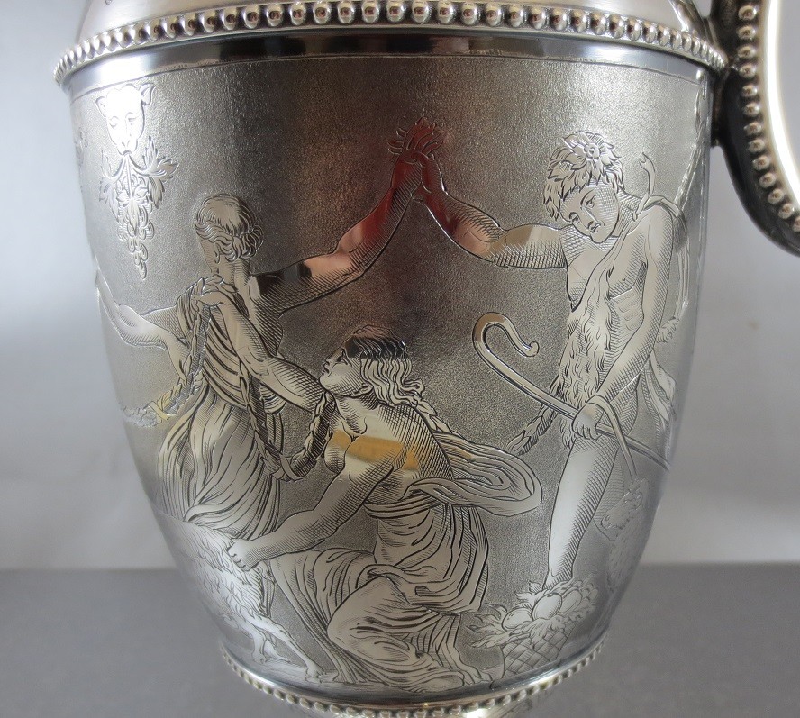 BIG FANTASTIC WINE CLARET JUG OR EWER. ELKINGTON CIRCA 1860. NEOCLASSICAL DESIGN