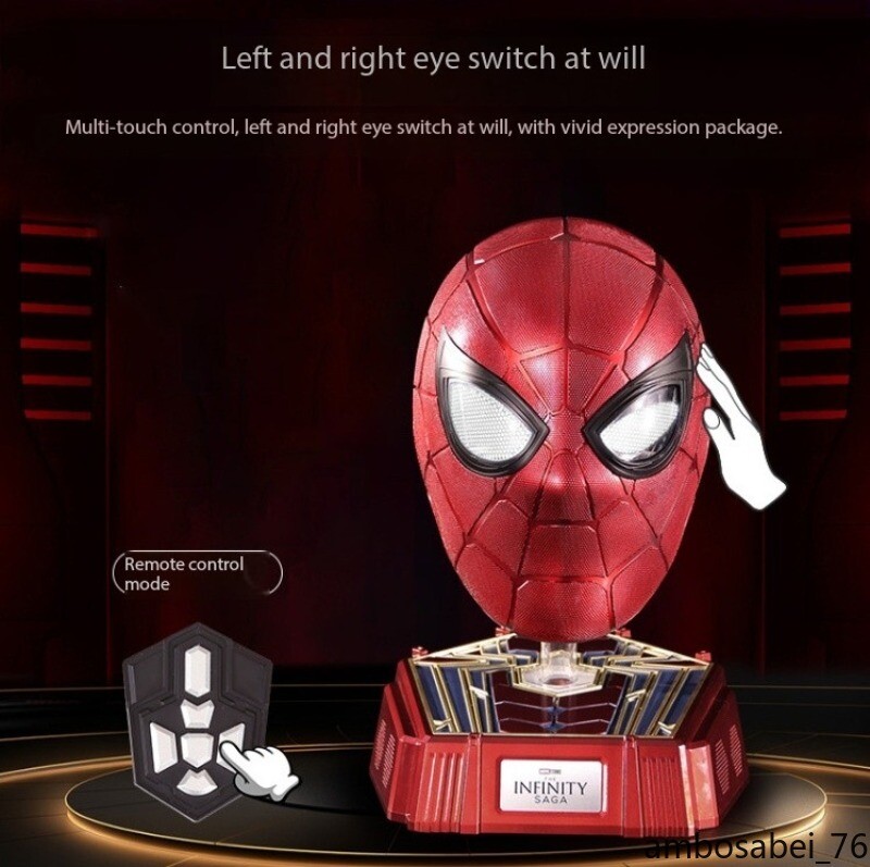 Pre-owned Marvel Comics Iron Spider Helmet Electric Blink Bluetooth Speaker 1:1 Genuine In Red
