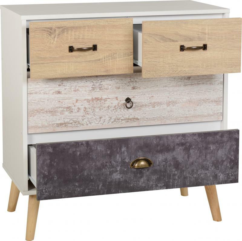 Details About Le Grande White Distressed Effect Marble 4 Drawer Chest Bedroom Furniture