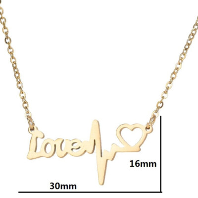 heartbeat cardio love pendant gold women choker collar trendy chain necklace
