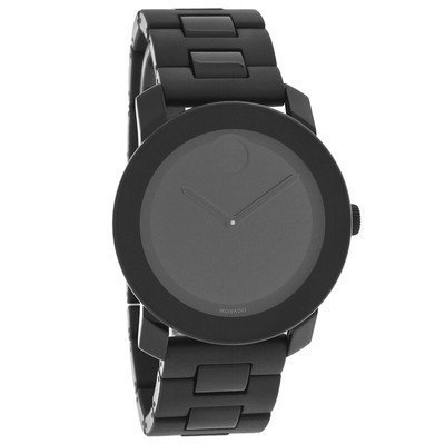 Pre-owned Movado Bold 42mm Black Finish Link Bracelet Swiss Quartz Dress Watch 3600047