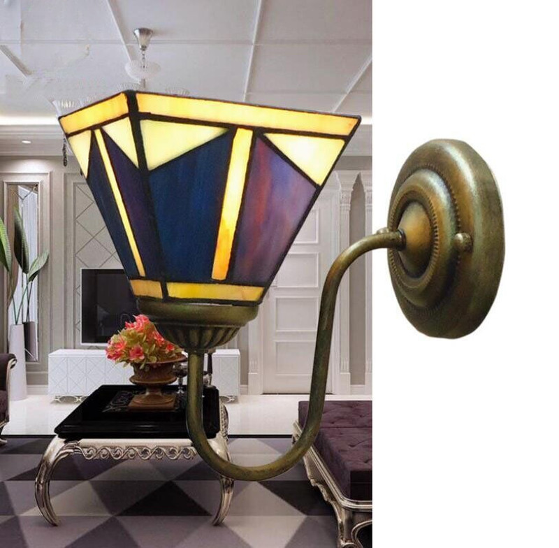 2Heads Tiffany Wall Lamp Mermaid Wall Mediterranean Sea Light Sconces