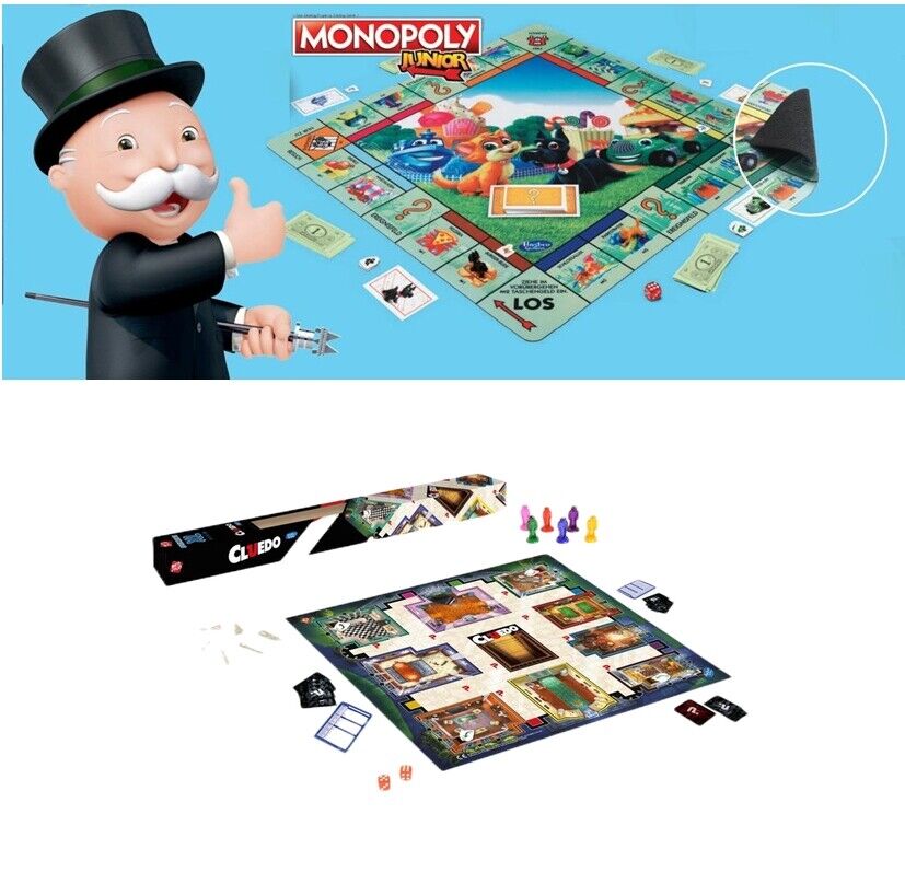 HASBRO Monopoly Junior oder CLUEDO XL Spielmatte 61x61cm Deutsche Version Spiel