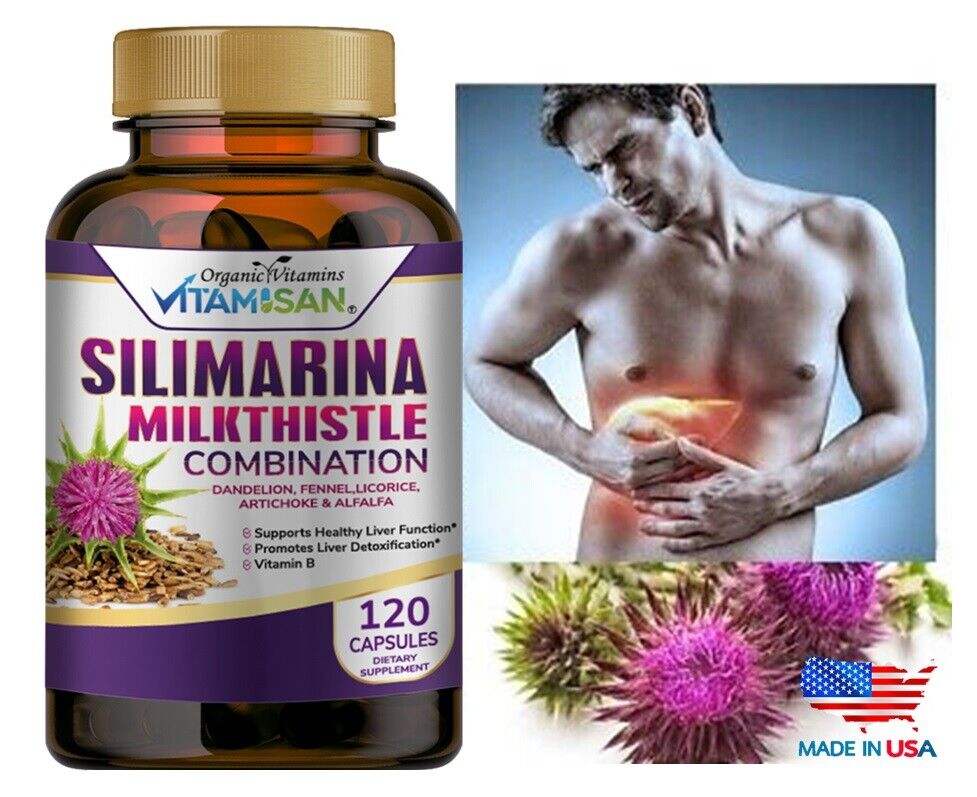 Organic vitamin Milk Thistle Silimarina 120 Capsules Made in