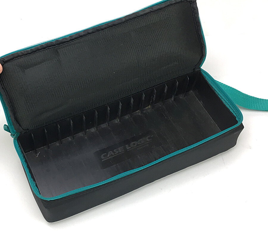 VTG Case Logic Soft Black Teal Portable Cassette Holder 15 Tape Capacity