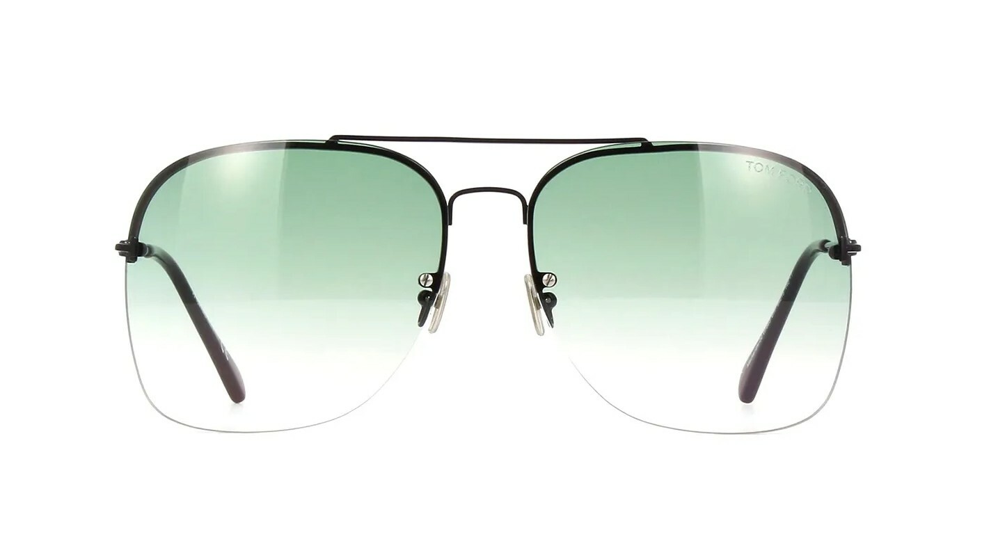 Pre-owned Tom Ford Cazal 8514 Black And Gold/grey Shaded (001) Sunglasses In Green