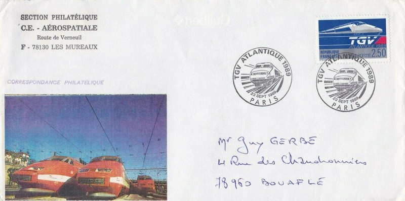 J64 Enveloppe Cachet Tgv Atlantique 1989 Paris 23 Septembre 1989