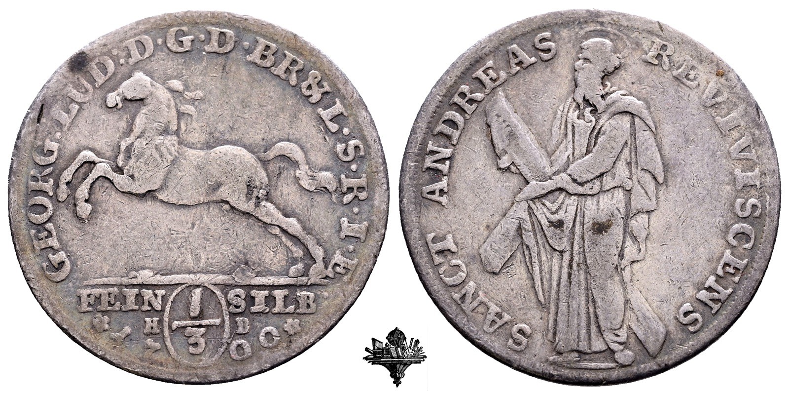 BRAUNSCHWEIG-CALENBERG-HANNOVER 1/3 thaler 1700 Georg Ludwig SILVER Silbermünze - Picture 1 of 4