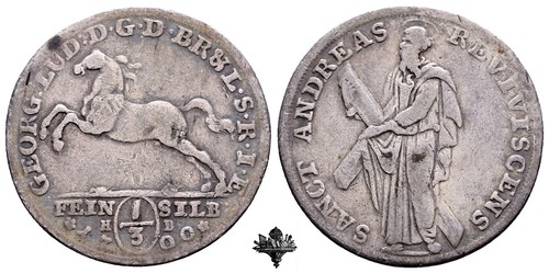 BRAUNSCHWEIG-CALENBERG-HANNOVER 1/3 thaler 1700 Georg Ludwig SILVER Silbermünze - Picture 1 of 4