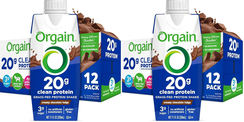 Orgain Clean Protein Shake,Grass Fed Dairy,Creamy Chocolate Fudge - 20G Whey Hig