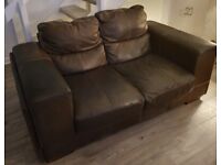 Brown Leather 2 Seater Sofa