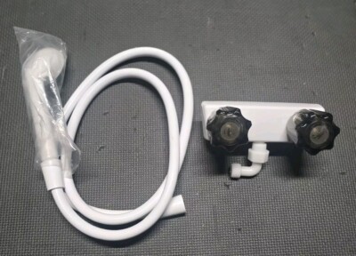Shower Faucet, Hose & Handle Kit For RV, Campers, Cargo Trailers In White/Smoke 