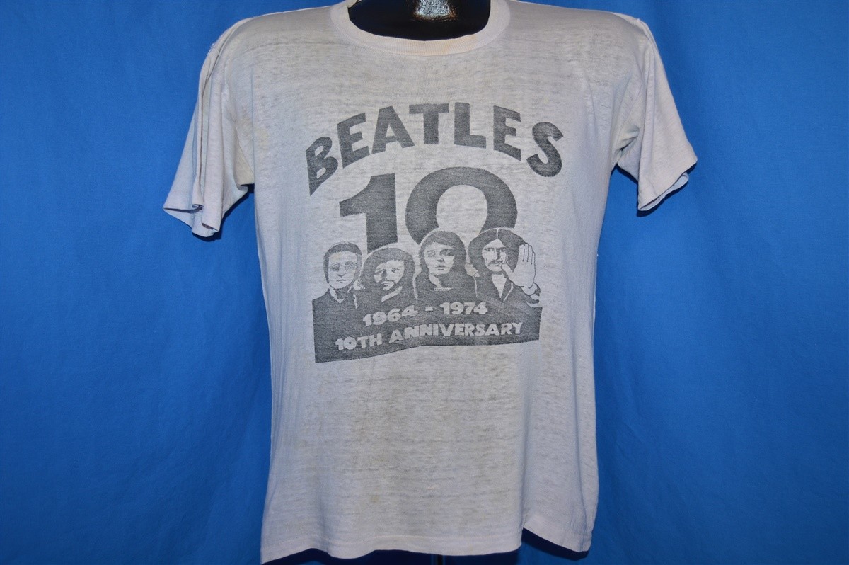vintage 70s THE BEATLES 10 YEAR ANNIVERSARY 1974 ORIGINAL ROCK t-shirt MEDIUM M