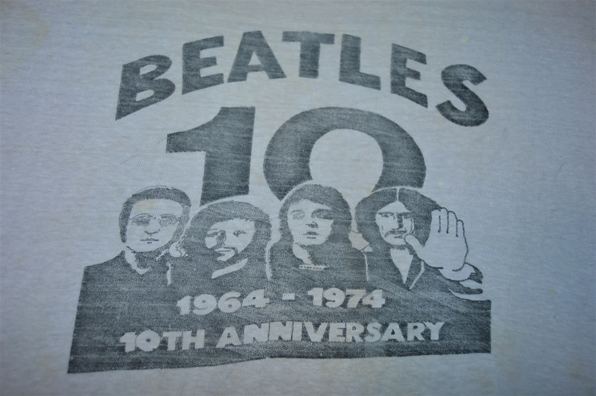 vintage 70s THE BEATLES 10 YEAR ANNIVERSARY 1974 ORIGINAL ROCK t-shirt MEDIUM M