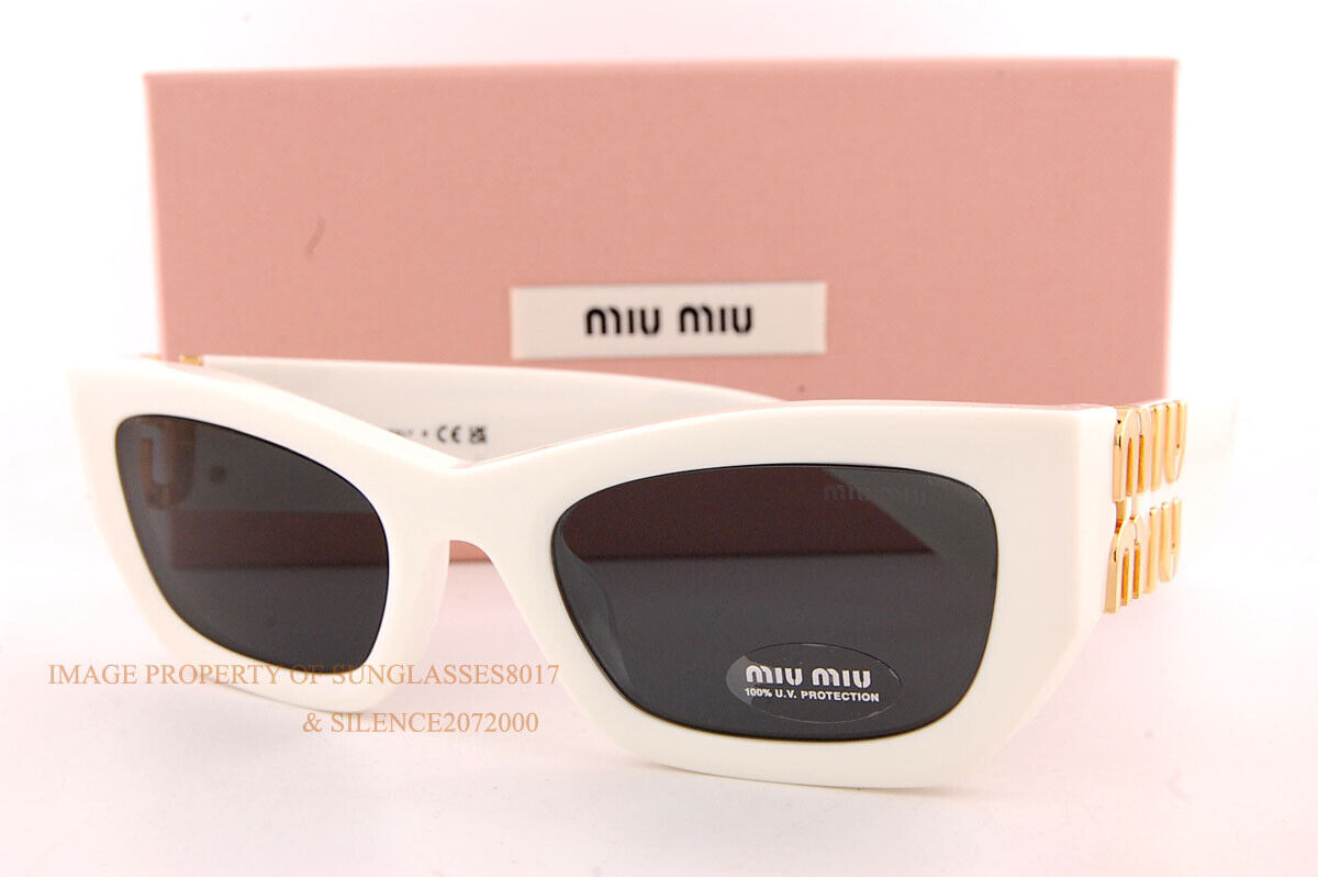 Pre-owned Miu Miu Brand  Sunglasses Mu 09ws 142 5s0 White/dark Grey For Women In Gray