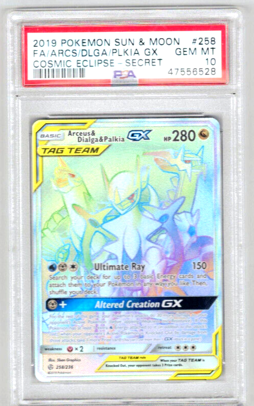 Pokemon Card PSA 10 Arceus & Dialga & Palkia GX 258/236 Pokemon Card PSA 10 Arceus & Dialga & Palkia GX 258/236