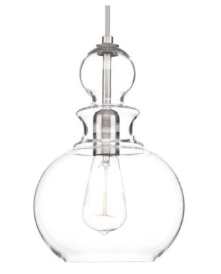 Progress Lighting Staunton Collection 1-Light Brushed Nickel Pendant with Clear	