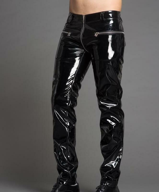 Mens Trousers Patent Leather Long Pants Motorcycle Zipper Leather Pants Size Hot Ebay