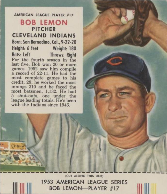 Red Man Tobacco All-Star Team 1953 - Bob Lemon #17