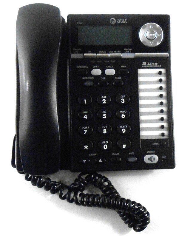 AT&T 993 2 Line Office Business CID Speakerphone Conference Headset Jack Phone