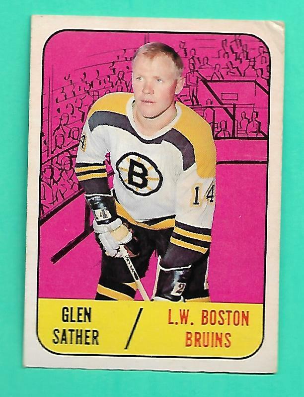 (1) GLEN SATHER 1967-68 TOPPS # 38 BRUINS ROOKIE GOOD CARD (V8883) . rookie card picture