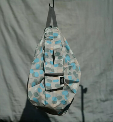 MARNA Shupatto Japanese reusable compact folding grocery tote bag in grey dots