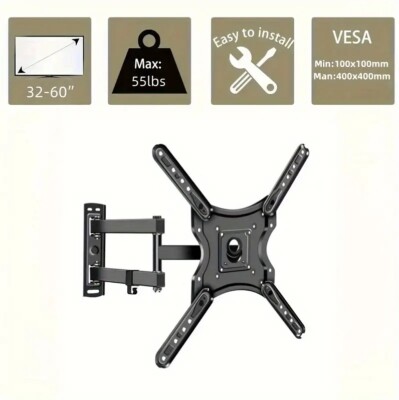 FULL MOTION TV WALL MOUNT BRACKET SWIVEL TILT 32 36 37 40 42 46 49 50 55 60"