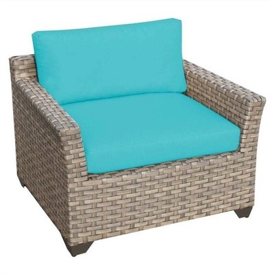 TK Classics Monterey Outdoor Traditional Wicker Club Chair in Turquoise