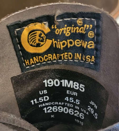 Chippewa 1901M85 Suede Vibram Sole Boots Mens 11.5 D Made In USA