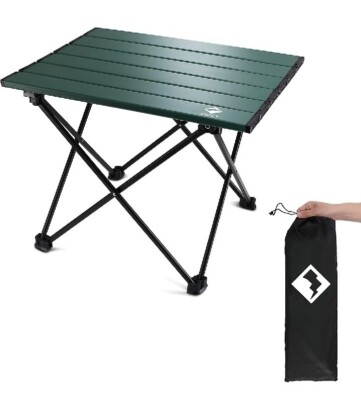 VILLEY Portable Camping Side Table, Ultralight Aluminum Folding Beach Table with