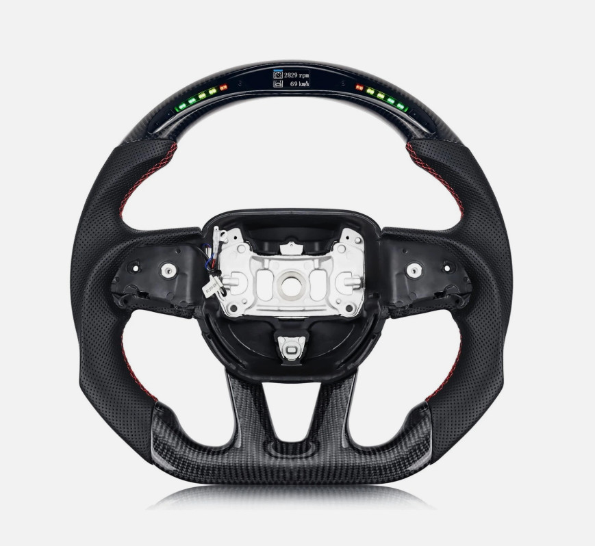 For Dodge Hellcat Charger Durango SRT Carbon Fiber LED Heated Steering Wheel 15+
