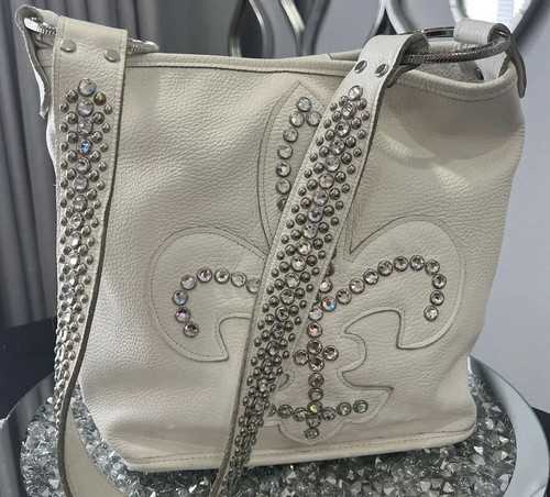 Raviani purse Cross  flurdelis Swarovski crystal Custom Made All Leather