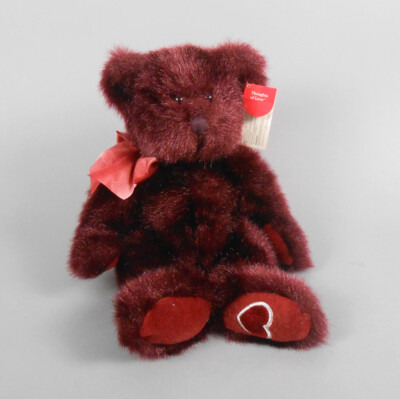 Valentine Teddy Bear Russ Burgundy Plush 14'' Minx with Heart on Paw Pad
