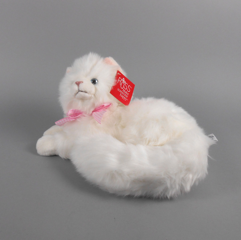 Russ Nikki White Long Pile Plush Cat Toy New