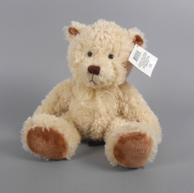 Russ Tayllor Bear Shaggy Beige Plush Teddy Bear with Sheer Bow New with Tags