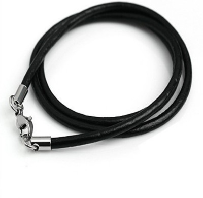 3mm Black Leather Cord Chain Necklace Stainless Steel Lobster Clasp 16-35''